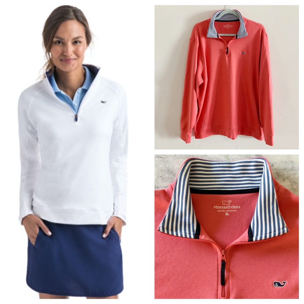 Vineyard Vines Pink Quarter Zip Pullover Sweater